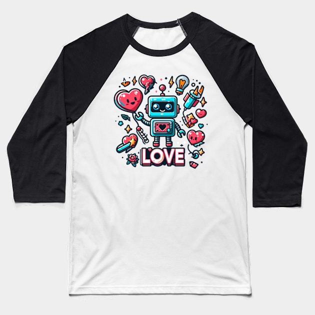 Robo Love Baseball T-Shirt by elegantelite